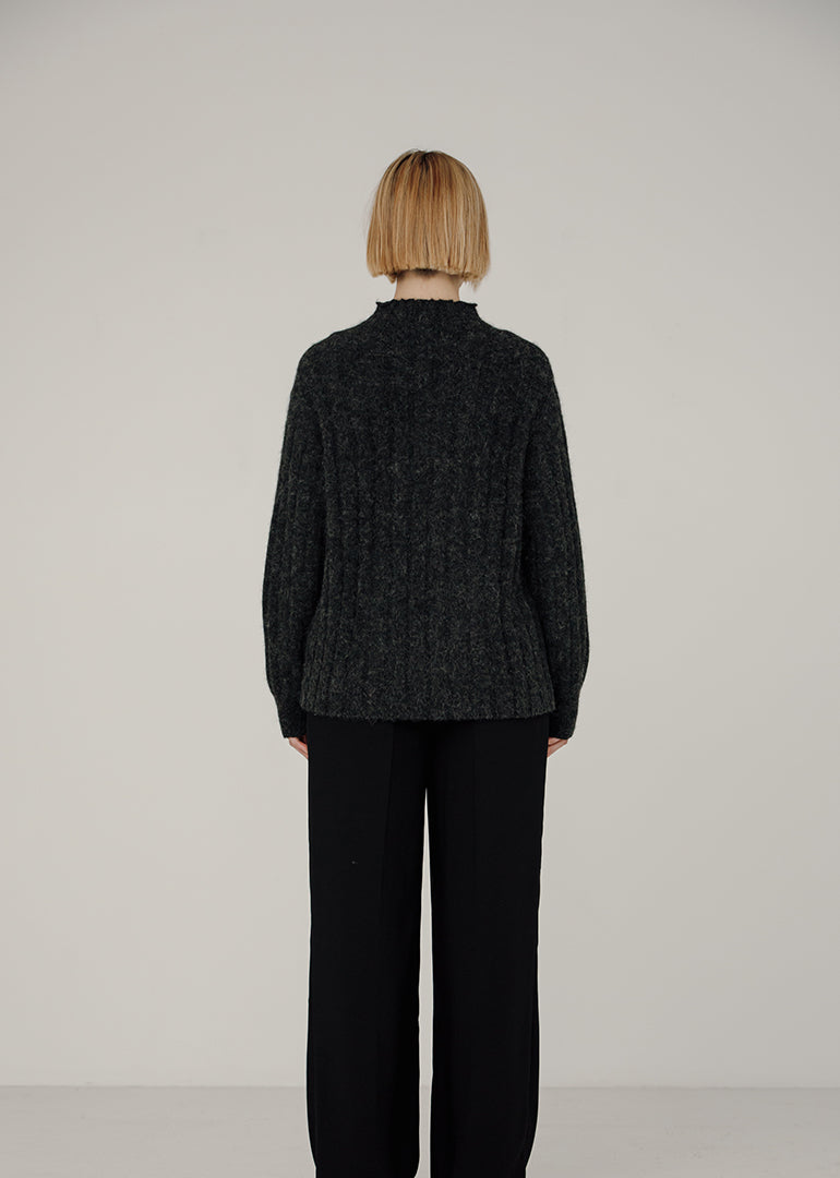 Bare Knitwear Demi Mock Neck in Basalt