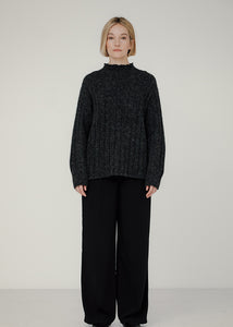 Bare Knitwear Demi Mock Neck in Basalt