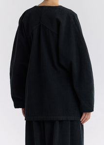 Black Crane - Corduroy Geometric Jacket in Dark Grey