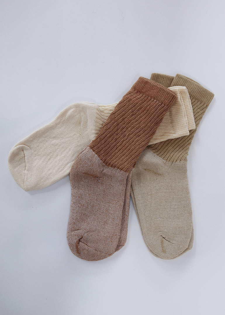 Color Grown Organic Cotton Crew Socks - 3-Pack Mixed Colors