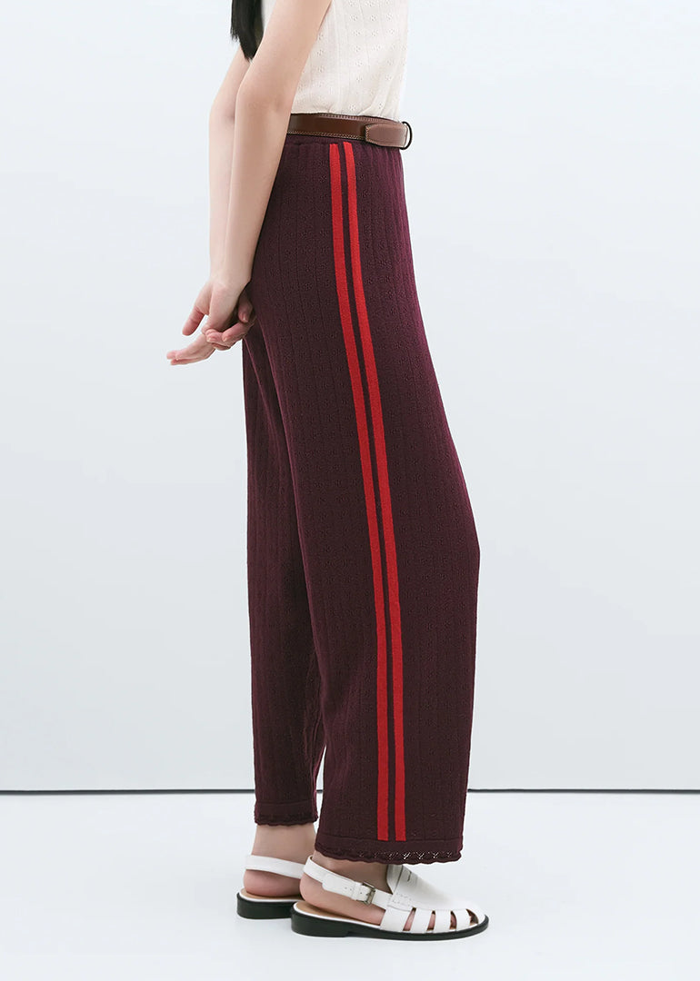 Cordera - Merino Pointelle Pants in Burgundy