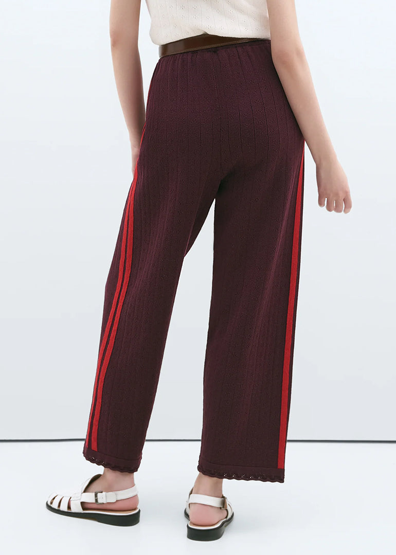 Cordera - Merino Pointelle Pants in Burgundy