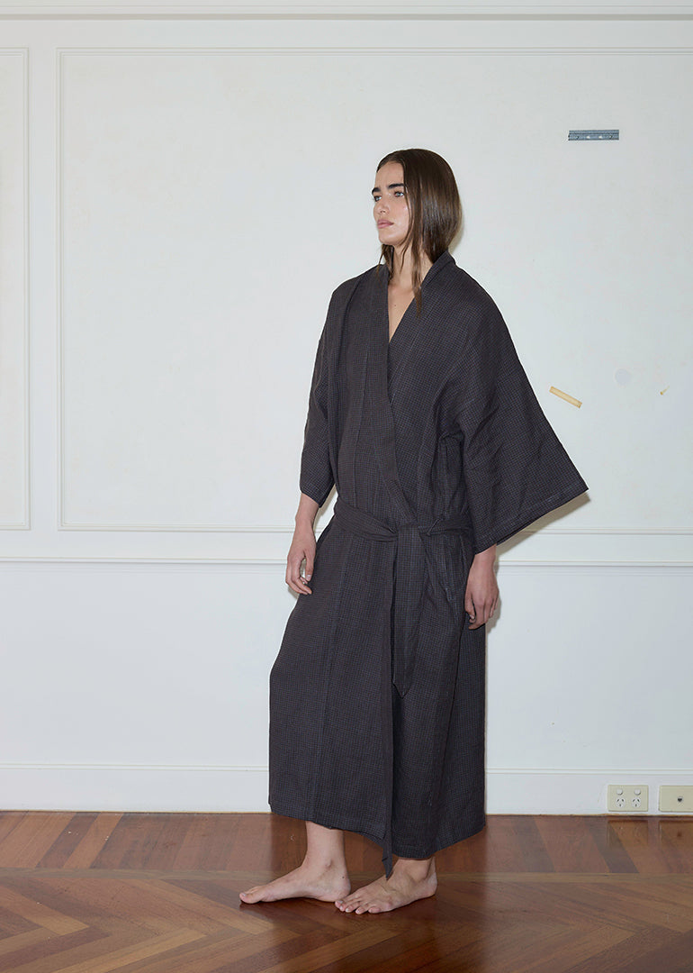 Deiji Studios - The 02 Robe in Slate Check