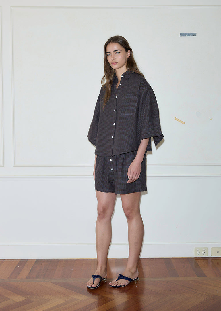 Deiji Studios - The 03 Sleepwear Set in Slate Check