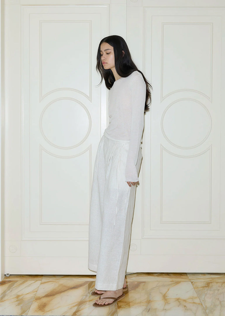 Deiji Studios - The Fold Pant in Linen Story Stripe