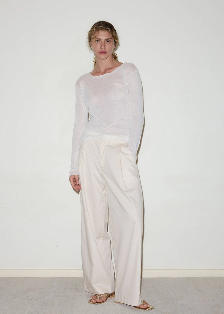 Deiji Studios - The Gathered Pocket Pant in Off White