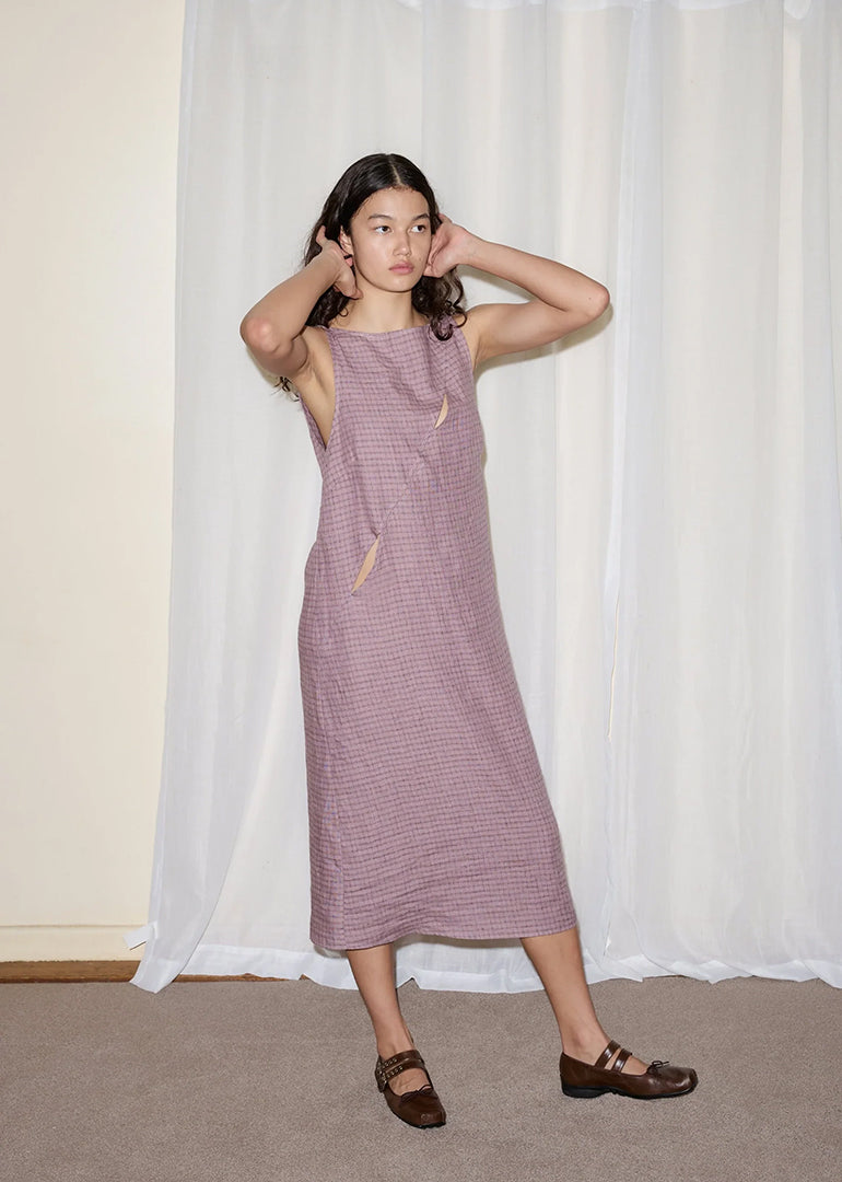 Deiji Studios - The High Tie Dress in Musk Check