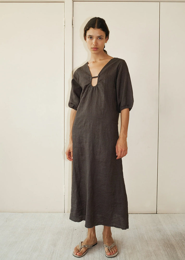 Deiji Studios-The Squared Dress in Slate Check