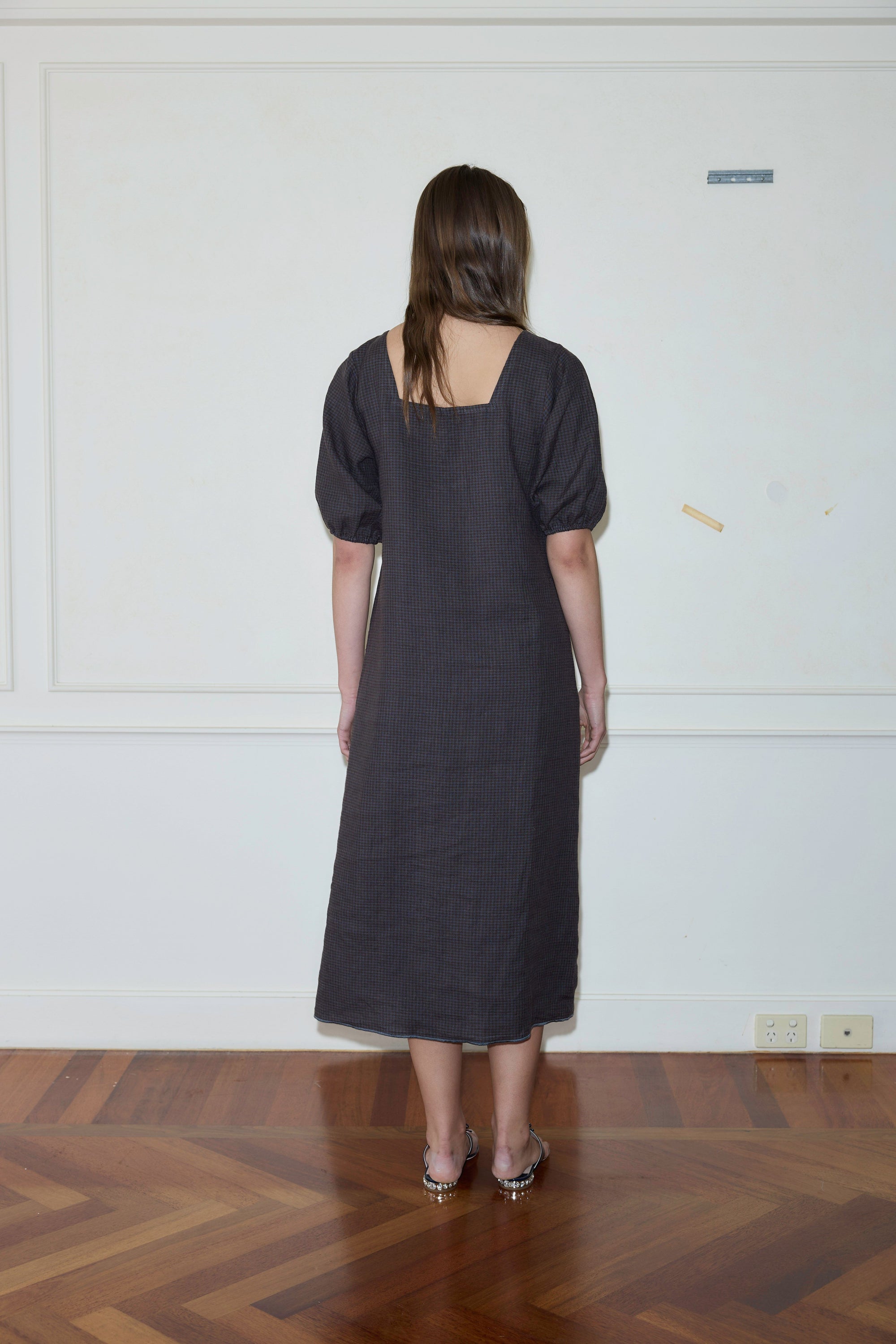 Deiji Studios-The Squared Dress in Slate Check