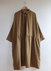 Ichi Antiquites - Color Linen Dress in Camel