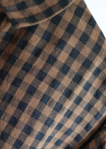 Ichi Antiquites - Linen Gingham Check Shirt in Brown