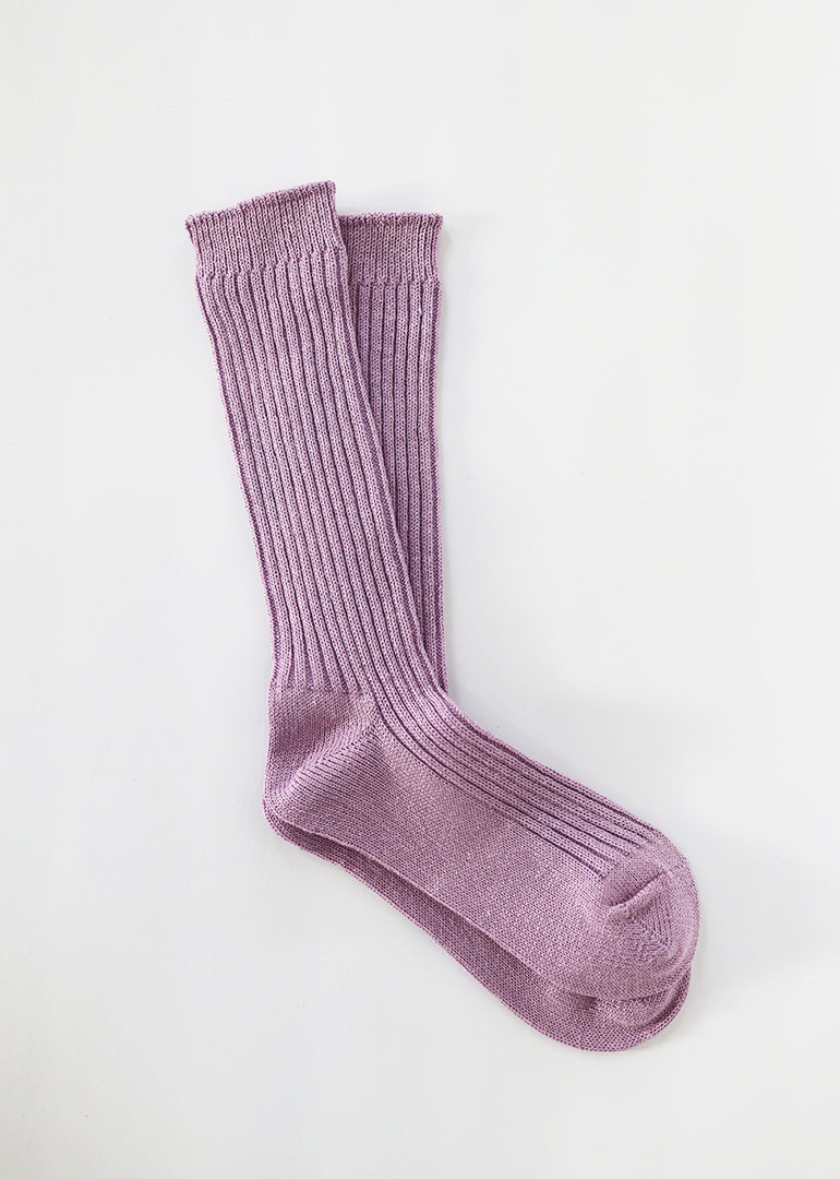 Ichi Antiquites - Linen Rib Socks in Violet