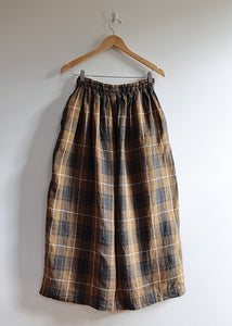 Ichi Antiquites - Linen Tartan Pant in Brown