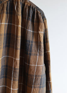 Ichi Antiquites - Linen Tartan Shirt in Brown