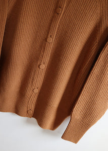 Ichi Antiquites - Ridge Knitting Cardigan in Camel