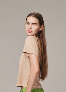 Jungmaven - Cropped Lorel Tee in Oat Milk