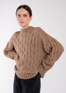 Micaela Greg - Wave Cable Pullover in Caramel