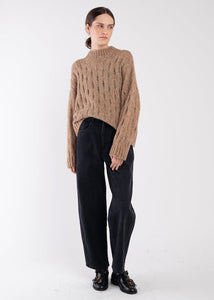 Micaela Greg - Wave Cable Pullover in Caramel