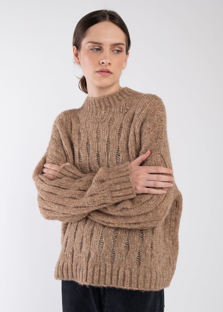 Micaela Greg - Wave Cable Pullover in Caramel